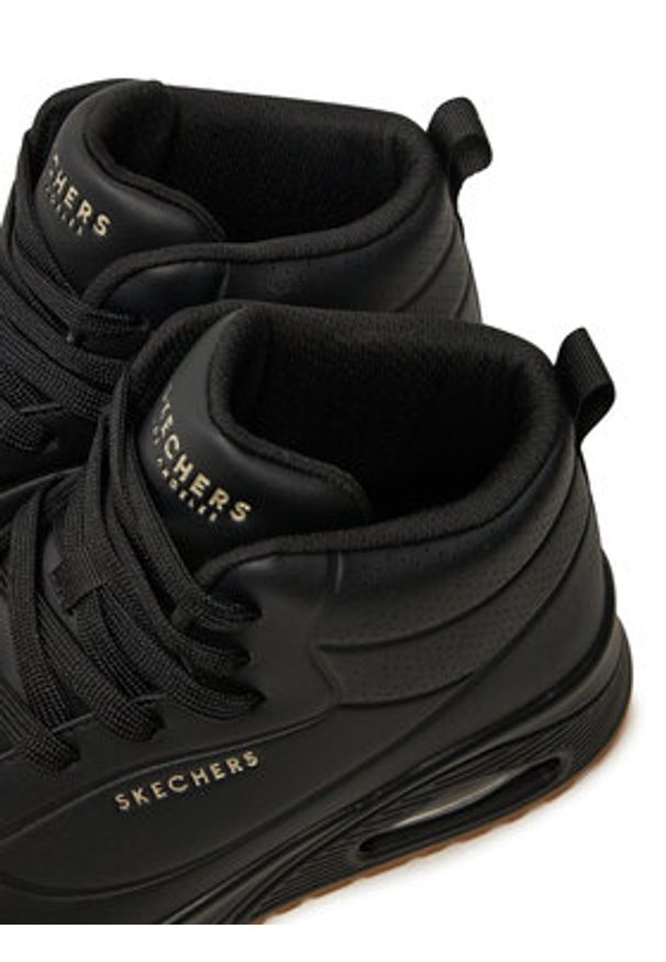 skechers - Skechers Sneakersy UNO HIGH 177097/BBK Czarny. Kolor: czarny. Materiał: skóra