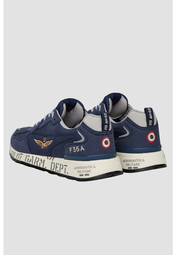 Aeronautica Militare - AERONAUTICA MILITARE Granatowe sneakersy męskie, Rozmiar 43. Okazja: na co dzień. Kolor: niebieski. Materiał: materiał