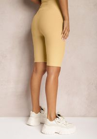 Renee - Jasnożółte Szorty Typu Kolarki High Waist z Prążkowanego Materiału Vimara. Stan: podwyższony. Kolor: żółty. Materiał: prążkowany, materiał. Sezon: lato #4