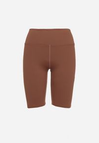 Born2be - Brązowe Elastyczne Dopasowane Szorty Kolarki z Wysokim Stanem Manesima. Okazja: na co dzień. Stan: podwyższony. Kolor: brązowy. Styl: elegancki, casual #4