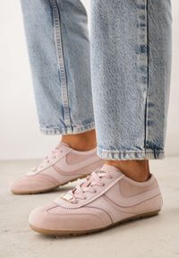 Born2be - Różowe Zamszowe Sneakersy w Stylu Kultowych Tenisówek Sorisana. Okazja: na co dzień, do pracy. Kolor: różowy. Materiał: zamsz #6