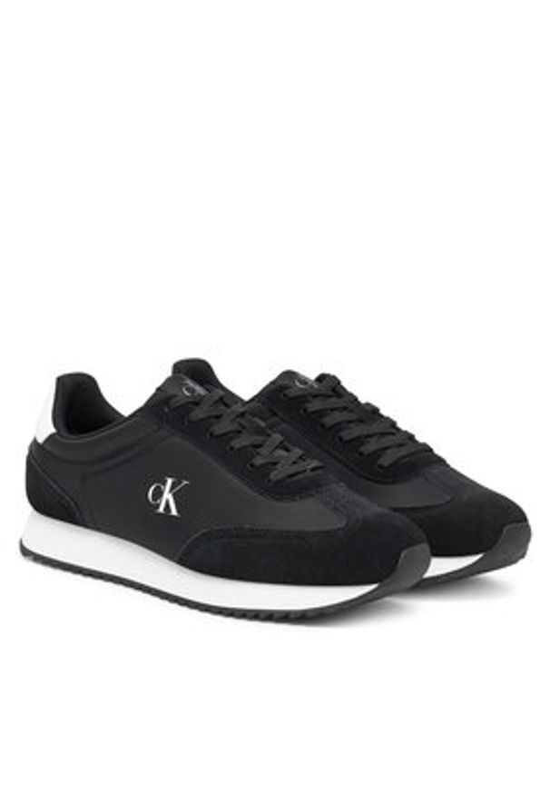 Calvin Klein Jeans Sneakersy Runner Laceup Mg Nylon Mix YW0YW01828 Czarny. Kolor: czarny. Materiał: zamsz, skóra