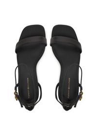 TOMMY HILFIGER - Tommy Hilfiger Sandały Leather Knots Kitten Sandal FW0FW08424 Czarny. Kolor: czarny. Materiał: skóra #5
