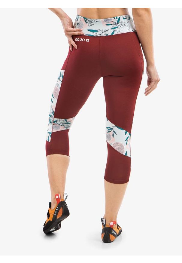OCUN - Legging kobieta Ocun Rhea 3/4 wine. Kolor: czerwony. Materiał: materiał. Sport: wspinaczka