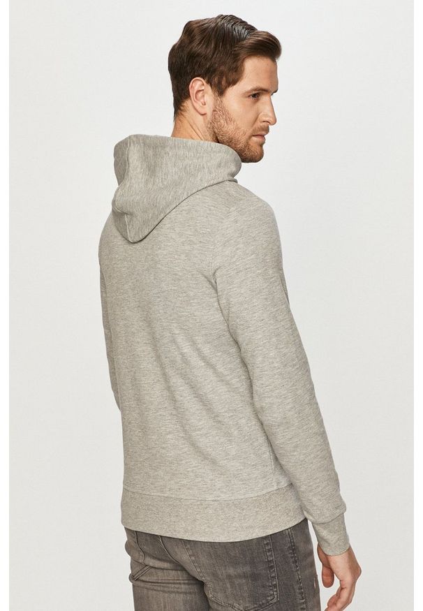 Jack & Jones Bluza męska kolor szary z kapturem gładka. Okazja: na co dzień. Typ kołnierza: kaptur. Kolor: szary. Materiał: dzianina. Wzór: gładki. Styl: casual