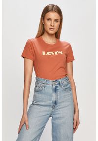 Levi's® - Levi's - T-shirt. Okazja: na co dzień, na spotkanie biznesowe. Kolor: pomarańczowy. Wzór: nadruk. Styl: biznesowy, casual