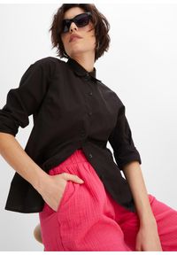 bonprix - Muślinowe spodnie culotte z bawełny. Kolor: różowy. Materiał: bawełna. Styl: elegancki #3