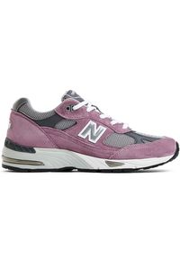 Buty damskie New Balance W991PGG – fioletowe. Kolor: fioletowy. Materiał: guma, syntetyk, materiał, skóra. Szerokość cholewki: normalna #1