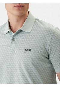 BOSS Polo PL_GOC Chip Pattern 50554591 Turkusowy Regular Fit. Typ kołnierza: polo. Kolor: turkusowy. Materiał: bawełna #4