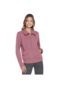 skechers - Bluza dresowa sportowa damska Hoodless Hoodie Skechcloud Jacket. Kolor: fioletowy. Materiał: elastan, poliester