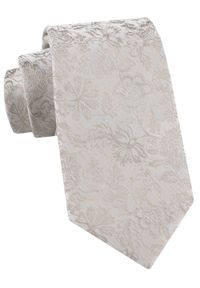 Elegancki Krawat Chattier - Jasny Popiel i Beż, Kwiaty. Kolor: brązowy, beżowy, wielokolorowy. Materiał: tkanina. Wzór: kwiaty. Styl: elegancki #1
