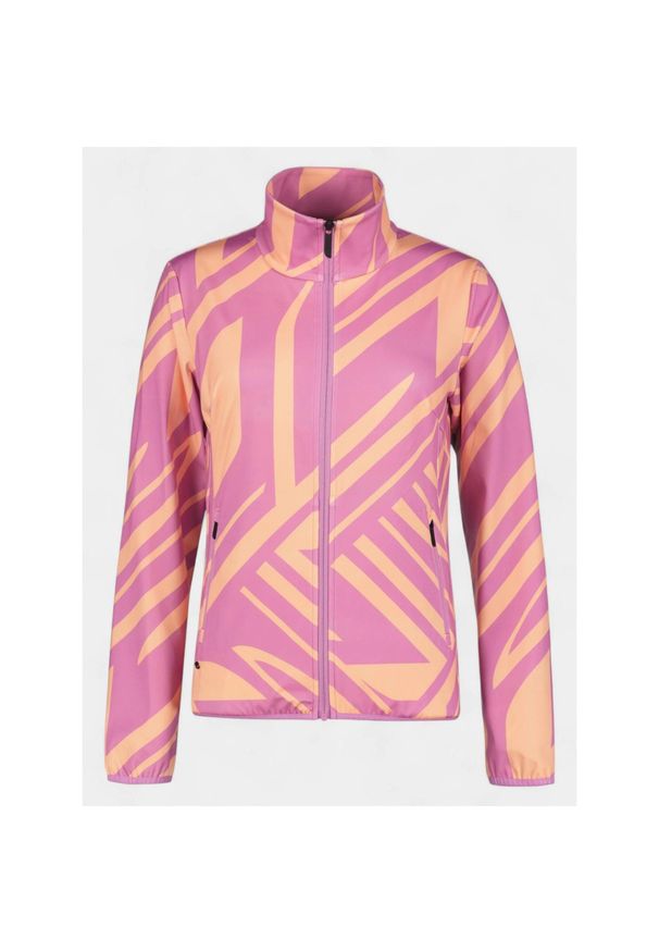 LUHTA - Sweter damski Luhta Ellala. Typ kołnierza: polo. Kolor: żółty, pomarańczowy, wielokolorowy, fioletowy. Materiał: polar. Sport: turystyka piesza