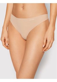 Calvin Klein Underwear Stringi 0000D3428E Beżowy. Kolor: beżowy. Materiał: syntetyk