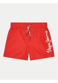 Pepe Jeans Szorty kąpielowe Logo Swimshort PBB10329 Czerwony Regular Fit. Kolor: czerwony. Materiał: syntetyk #1