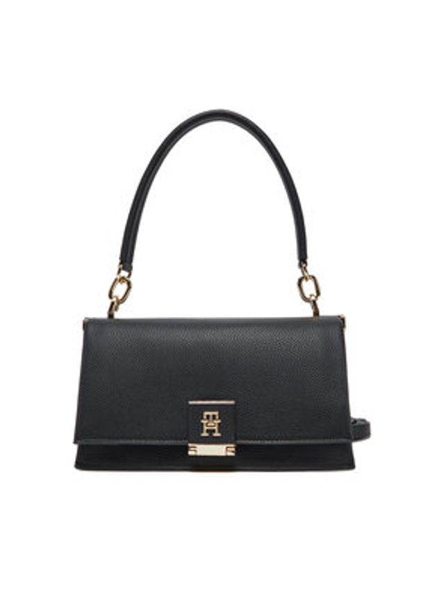 TOMMY HILFIGER - Tommy Hilfiger Torebka Th Her Med Crossover AW0AW17216 Czarny. Kolor: czarny. Materiał: skórzane