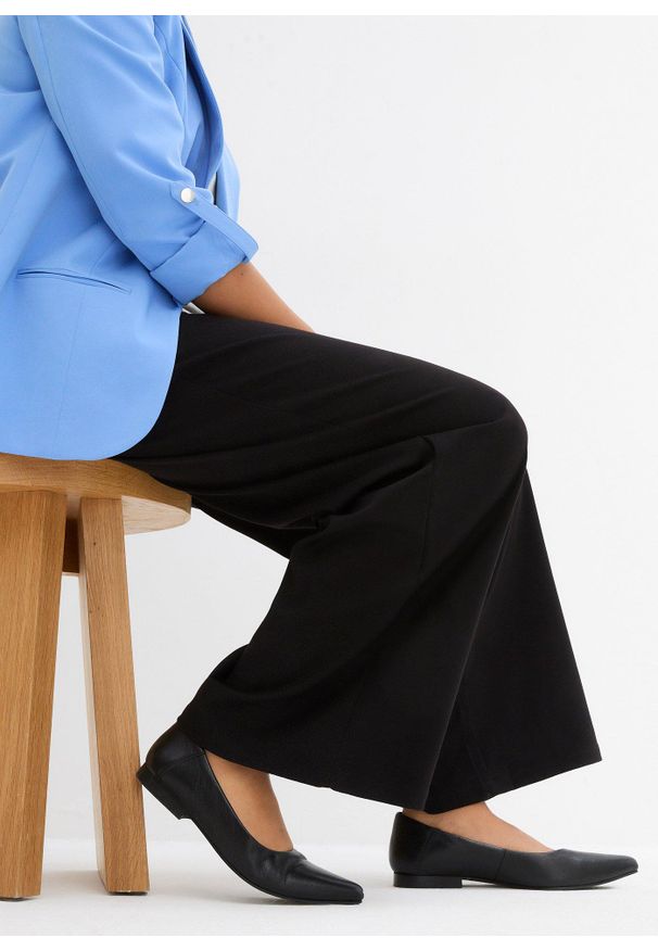 bonprix - Szerokie spodnie Marlene. Kolor: czarny