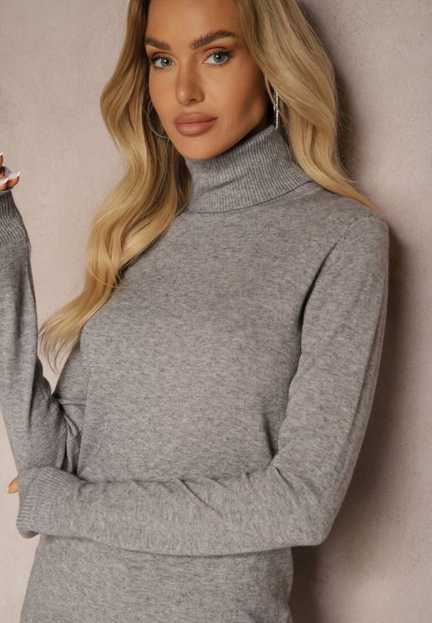 Renee - Szary Golf Sweterkowy z Domieszką Kaszmiru Zaivanna. Okazja: na spotkanie biznesowe, na co dzień, na spacer, do pracy. Typ kołnierza: golf. Kolor: szary. Materiał: kaszmir. Sezon: jesień. Styl: biznesowy, casual, elegancki, klasyczny