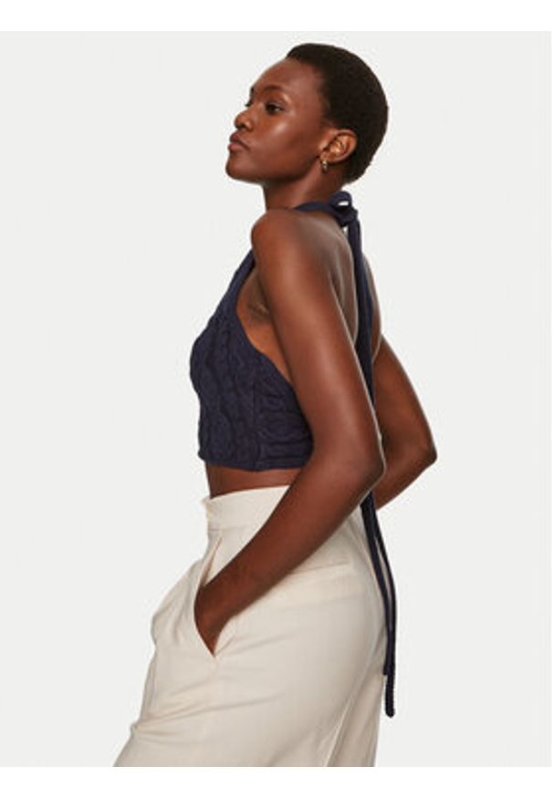 STAUD Bluzka Lori R24P3136CA Granatowy Regular Fit. Kolor: niebieski. Materiał: bawełna