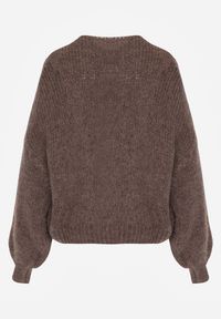 Born2be - Jasnobrązowy Kardigan Oversize z Wełną Zdobiony Kokardkami Eleathalie. Okazja: na co dzień. Typ kołnierza: kokarda. Kolor: brązowy. Materiał: wełna. Wzór: aplikacja. Styl: casual, elegancki #4