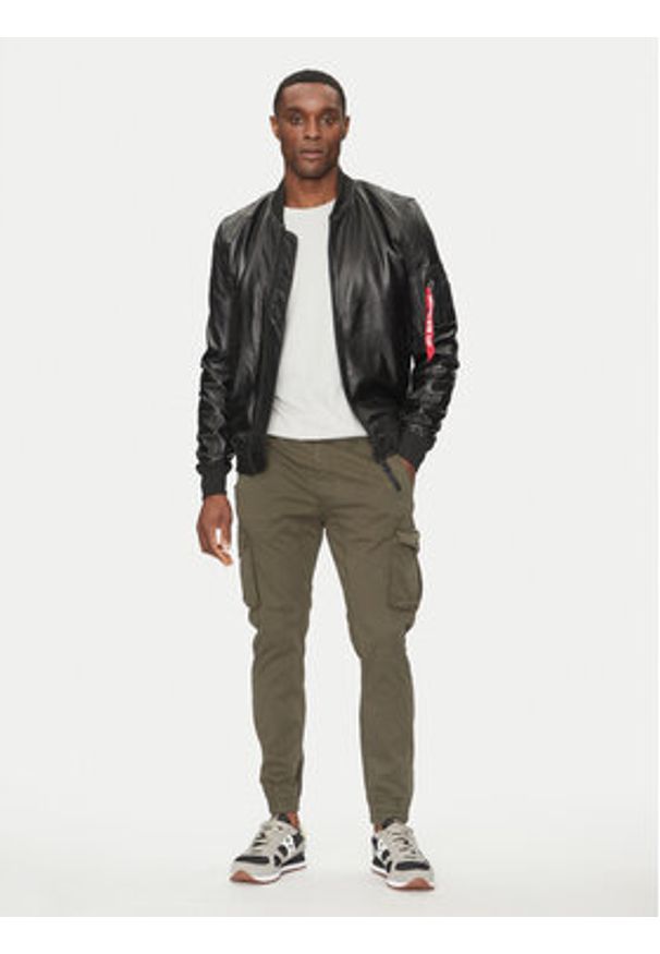 Alpha Industries Kurtka skórzana Ma-1 156141 Czarny Slim Fit. Kolor: czarny. Materiał: skóra
