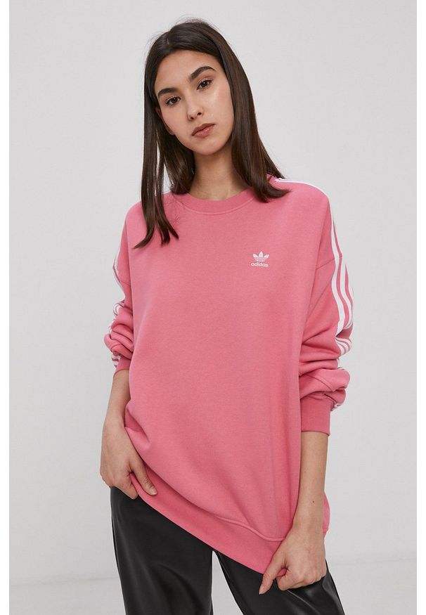 adidas Originals - Bluza bawełniana. Kolor: różowy. Materiał: bawełna