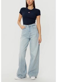 Tommy Jeans - TOMMY JEANS Granatowy t-shirt damski, Rozmiar S. Kolor: niebieski