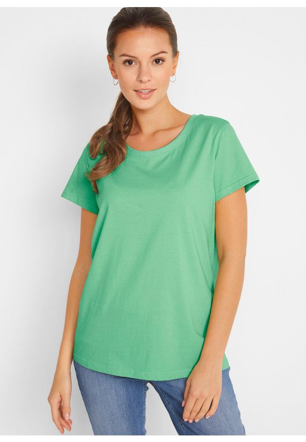 bonprix - Bluzka z okrągłym dekoltem (5 szt.). Kolor: różowy. Materiał: jersey. Długość rękawa: krótki rękaw. Długość: krótkie