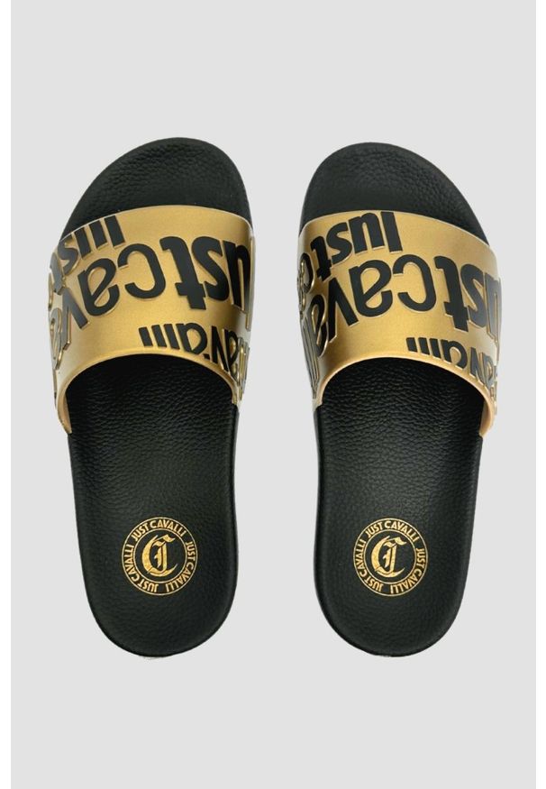 Just Cavalli - JUST CAVALLI Сzarne klapki Fondo Pool DIS. 1, Rozmiar 36. Kolor: czarny