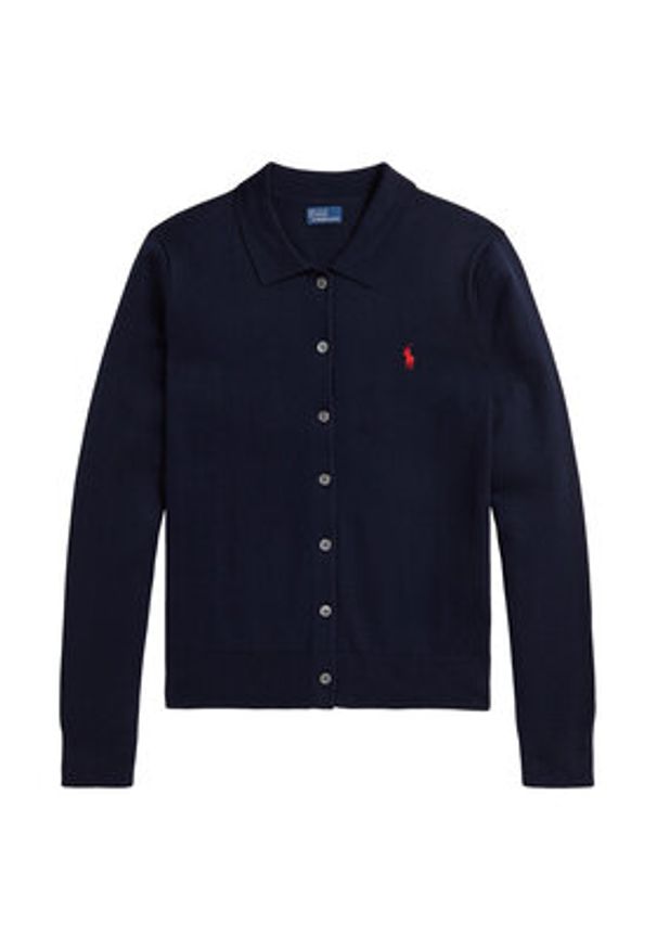 Polo Ralph Lauren Kardigan 211972110502 Granatowy Slim Fit. Typ kołnierza: polo. Kolor: niebieski. Materiał: bawełna