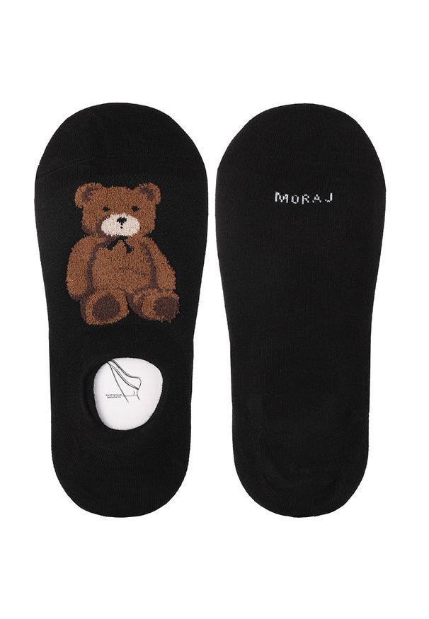 Stopki Damskie Z Misiem Moraj 3 Pary. Kolor: czarny. Materiał: materiał. Wzór: aplikacja