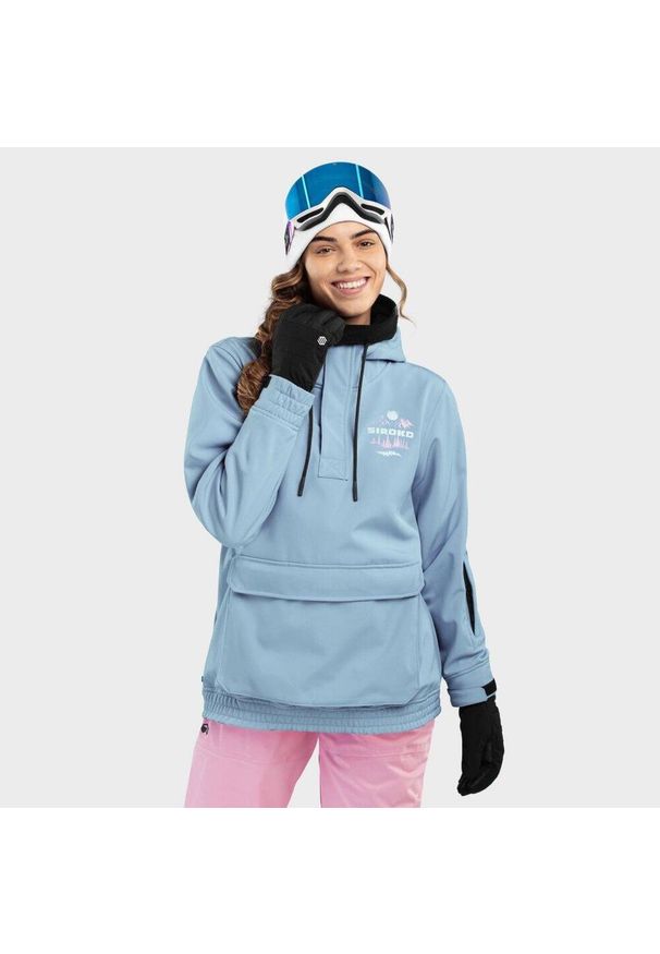 SIROKO - Kurtka snowboardowa Damska W3-W Prags. Kolor: niebieski. Materiał: softshell, materiał. Sport: snowboard