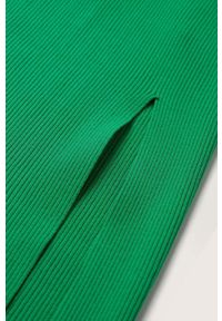 mango - Mango sukienka Sharpei kolor zielony midi dopasowana. Typ kołnierza: dekolt hiszpanka. Kolor: zielony. Materiał: włókno, dzianina. Długość rękawa: długi rękaw. Wzór: gładki. Typ sukienki: dopasowane. Długość: midi #2