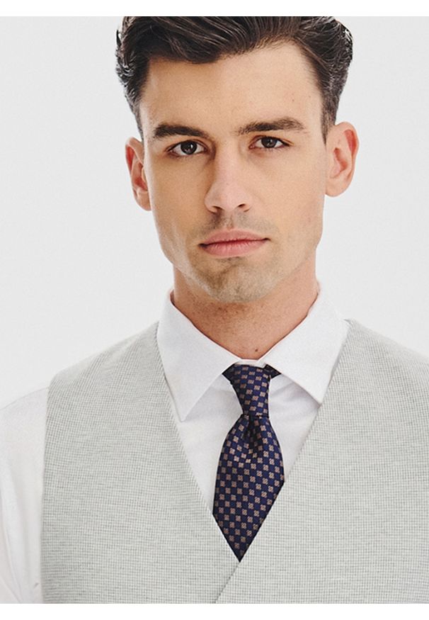 Pako Lorente - PAKO LORENTE - Dwurzędowa kamizelka męska w drobną kratę. Materiał: poliamid, wiskoza, dzianina, elastan, poliester. Styl: młodzieżowy, elegancki