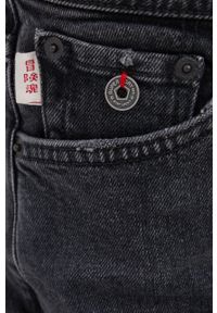 Superdry szorty jeansowe damskie kolor szary gładkie medium waist. Kolor: szary. Materiał: jeans. Wzór: gładki