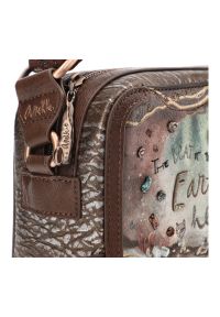 Brązowa Torebka Anekke Stylowa Listonoszka Damska Premium. Kolor: brązowy. Wzór: napisy. Materiał: skórzane. Styl: elegancki #7