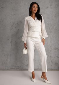 Renee - Białe Klasyczne Spodnie VICES Garniturowe High Waist Dimaia. Okazja: na komunię, na co dzień, na imprezę, do pracy, na spotkanie biznesowe. Stan: podwyższony. Kolor: biały. Styl: klasyczny #6