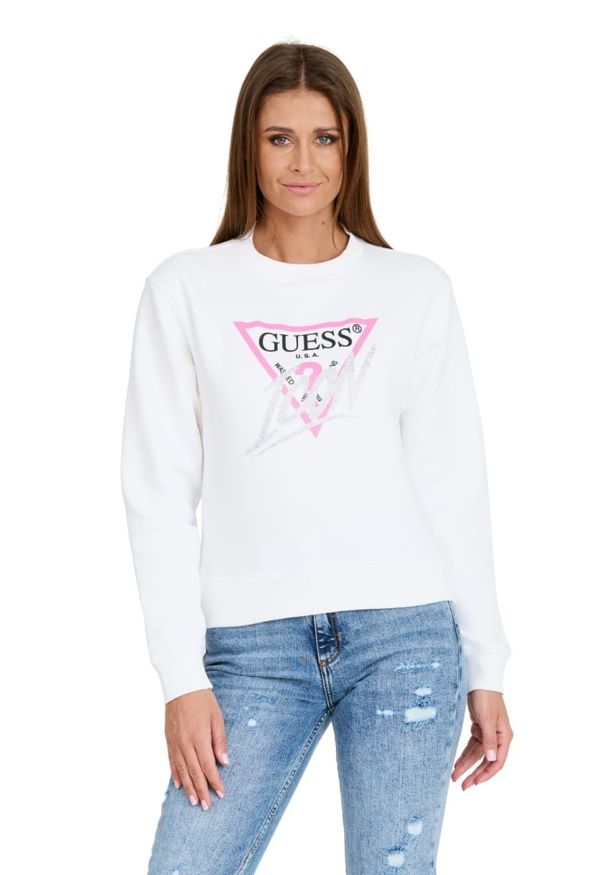 Guess - GUESS Biała bluza Cn Icon. Kolor: biały