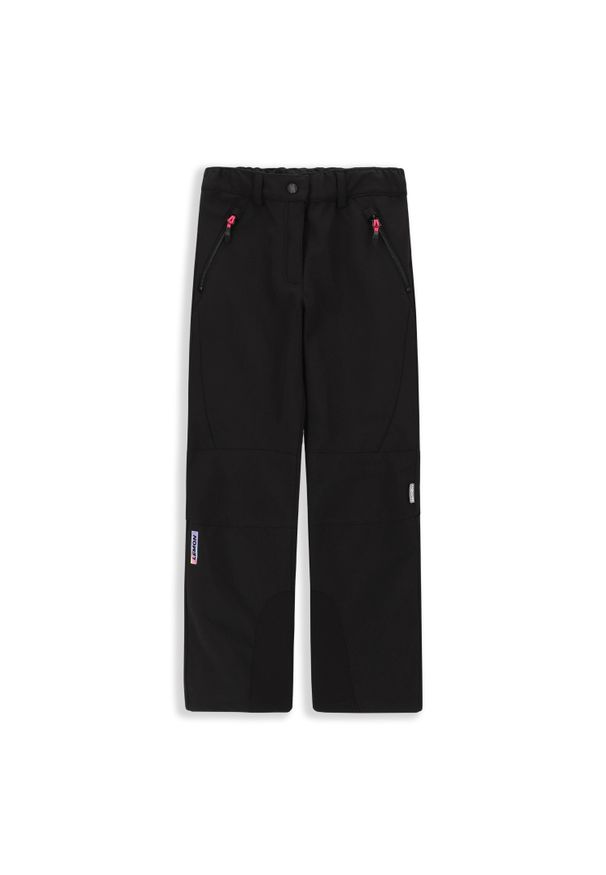 Spodnie softshell turystyczne dziewczęce Lemon Explore ZL3 czarne. Kolor: czarny. Materiał: poliester, elastan. Sezon: zima. Sport: turystyka piesza