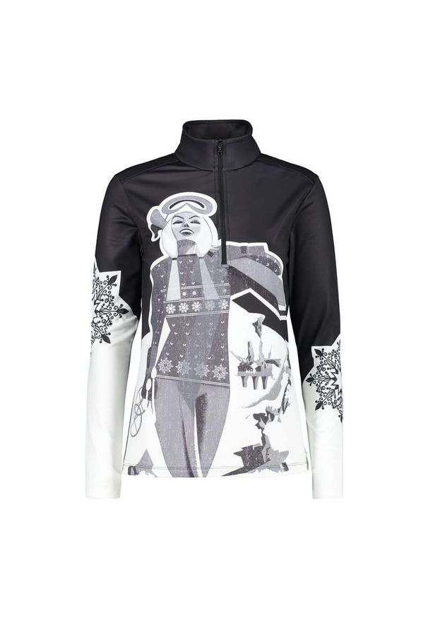 Golf damska narciarska CMP 31L0826. Okazja: na co dzień. Typ kołnierza: golf. Kolor: czarny, wielokolorowy, biały. Styl: casual, sportowy. Sport: golf, narciarstwo