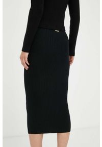 MICHAEL Michael Kors spódnica wełniana kolor czarny midi ołówkowa. Kolor: czarny. Materiał: wełna #4