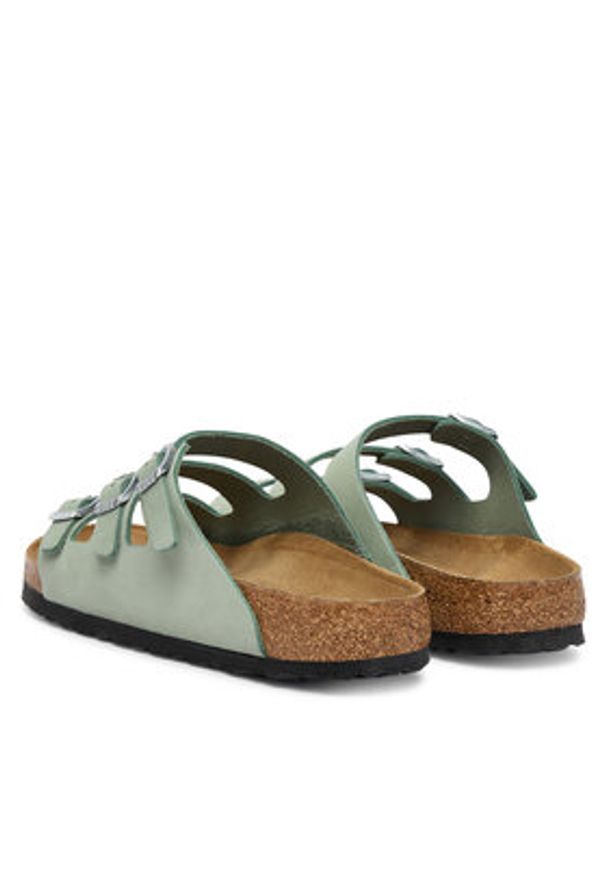 Birkenstock Klapki Florida 1030319 Zielony. Kolor: zielony. Materiał: nubuk, skóra