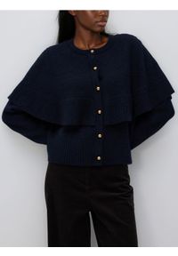 Reserved - Kardigan z ozdobnymi guzikami - granatowy. Kolor: niebieski. Materiał: dzianina, wełna #1