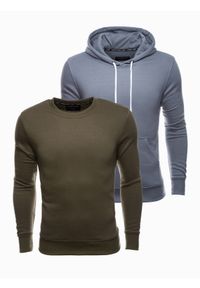 Ombre Clothing - Zestaw bluz męskich BASIC - mix 2-pak V5. Materiał: jeans, poliester, bawełna