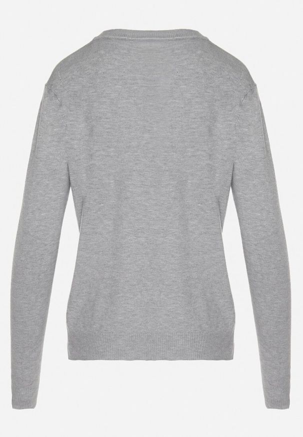 Born2be - Szary Sweter o Prostym Kroju z Bawełną Savandelle. Okazja: na co dzień. Kolor: szary. Materiał: bawełna. Styl: elegancki, casual
