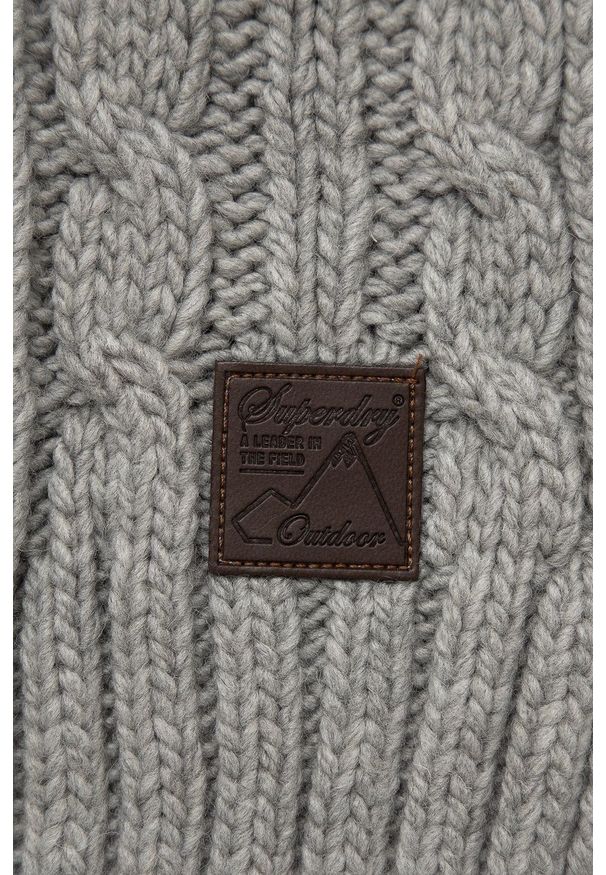 Superdry Szal z domieszką wełny kolor szary gładki. Kolor: szary. Materiał: wełna. Wzór: gładki