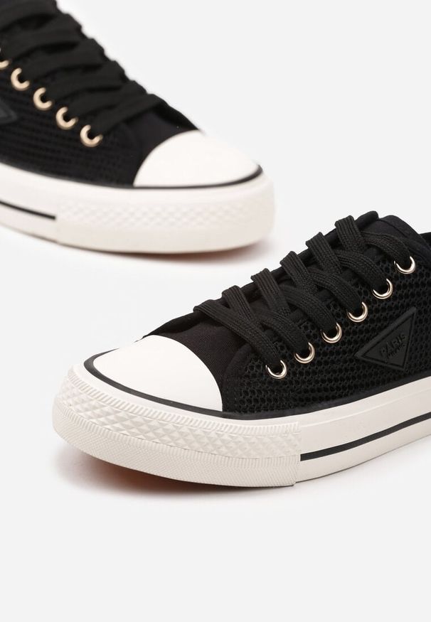 Born2be - Czarne Klasyczne Trampki z Ażurową Cholewką Volirae. Kolor: czarny. Materiał: jeans. Szerokość cholewki: normalna. Wzór: ażurowy. Sezon: lato, wiosna. Styl: klasyczny