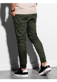 Ombre Clothing - Spodnie męskie joggery P999 - khaki - M. Kolor: brązowy. Materiał: elastan, bawełna. Wzór: aplikacja #4