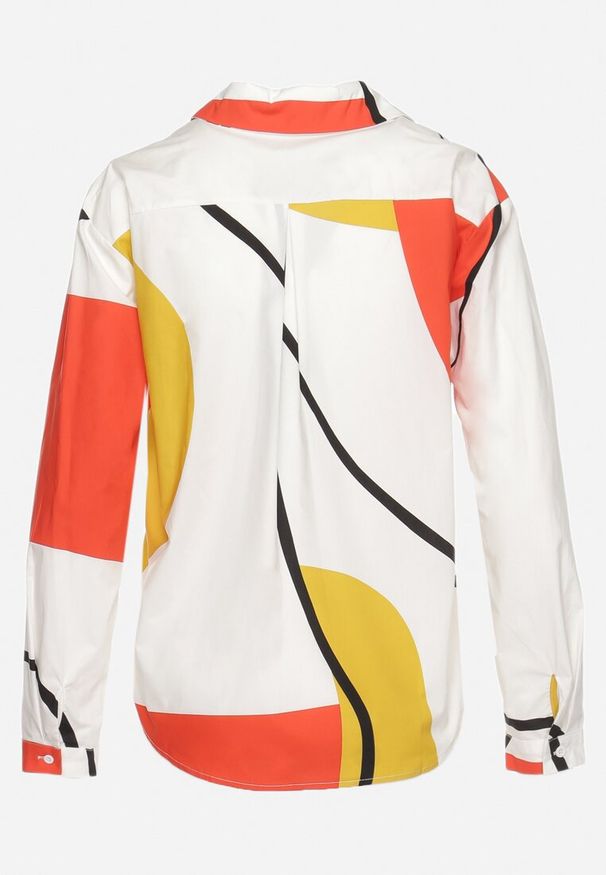 Born2be - Jasnobeżowa Bawełniana Koszula z Długim Rękawem i Kołnierzem Milines. Okazja: na spotkanie biznesowe. Kolor: beżowy. Materiał: bawełna. Długość rękawa: długi rękaw. Długość: długie. Styl: biznesowy, elegancki, klasyczny