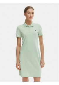 TOMMY HILFIGER - Tommy Hilfiger Sukienka codzienna WW0WW43228 Zielony Slim Fit. Okazja: na co dzień. Kolor: zielony. Materiał: bawełna. Typ sukienki: proste. Styl: casual #1