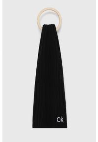 Calvin Klein Szalik męski kolor czarny gładki. Kolor: czarny. Materiał: poliester. Wzór: gładki